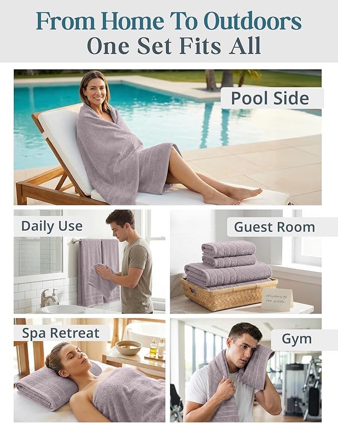CASA PLATINO 100% Cotton Bath Towel Set 8 Pcs