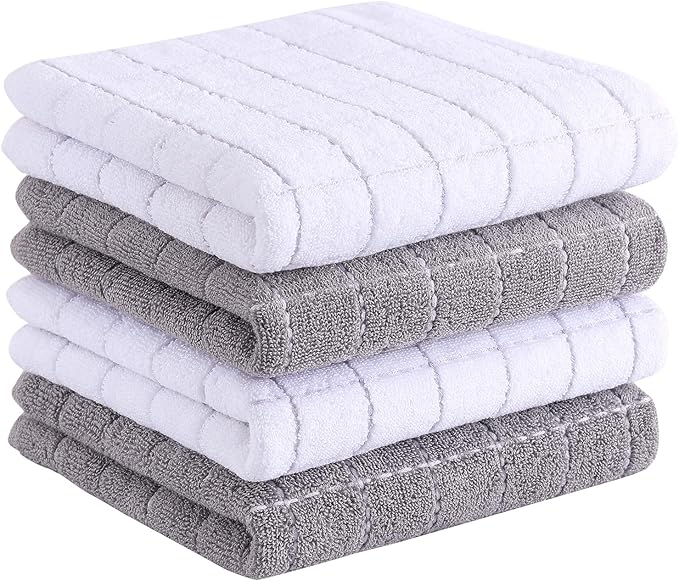 Homaxy 100% Cotton Terry Kitchen Towels, Checkered Designed, Soft and Super
