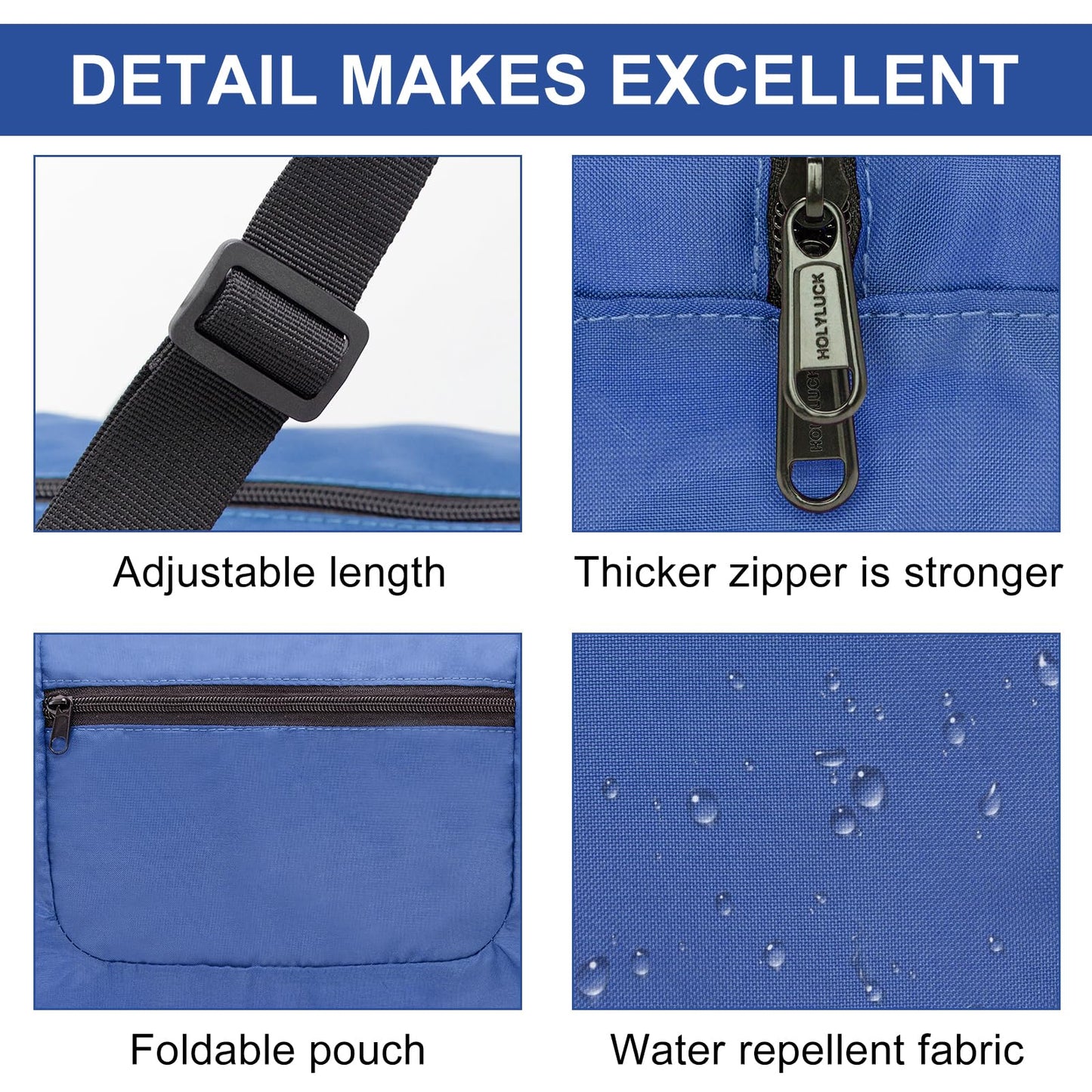HOLYLUCK Foldable Travel Duffel Bag For Women & Men Luggage Great for Gym, blue, OneSize, Travel Bag