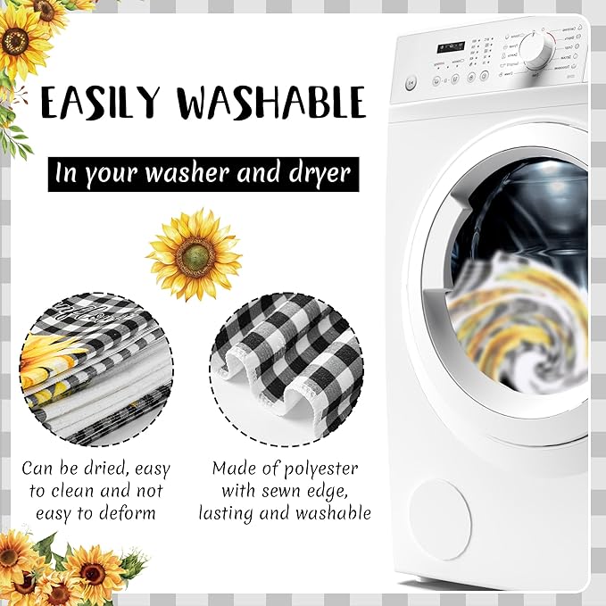 R HORSE 5Pcs Sunflower Kitchen Towels Decorative Set, Summer Flower Dishcloth