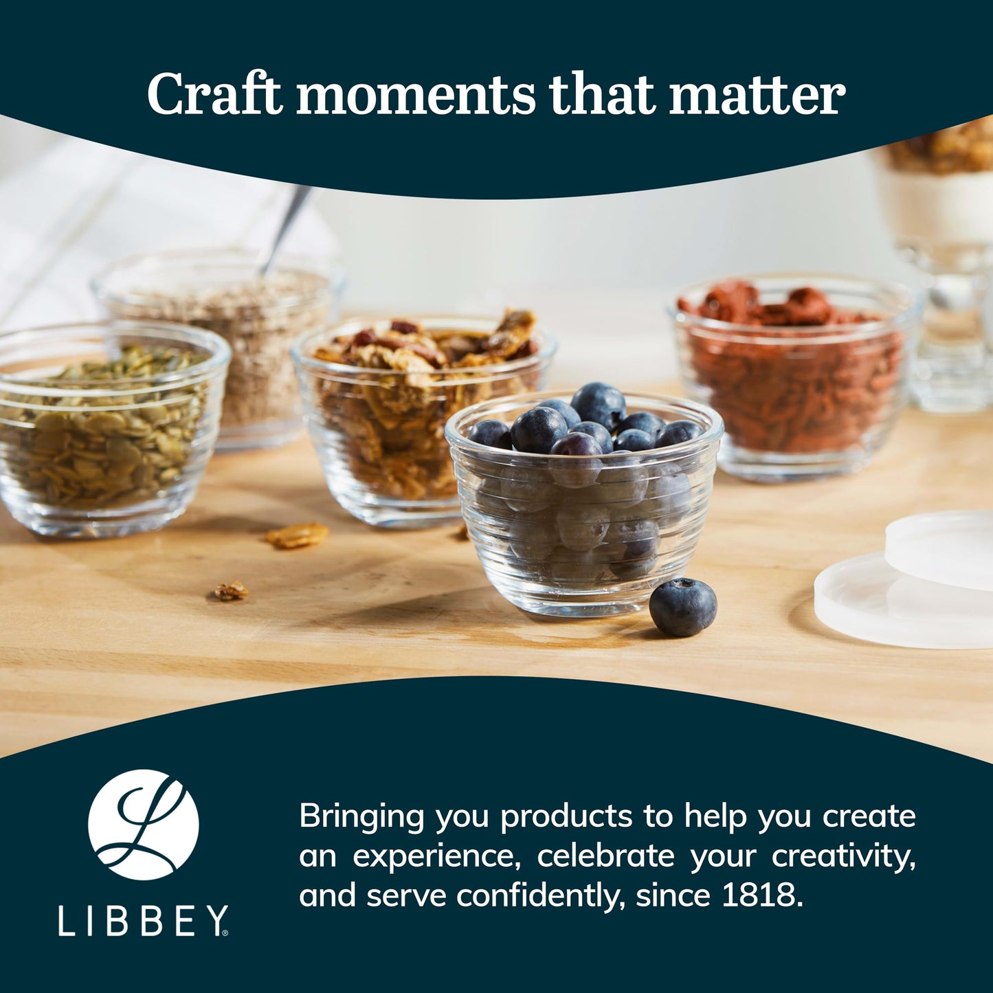 Libbey Small Glass Prep Bowls with Lids, Set of 8, 6.25 oz Small Bowls- Ideal for Leftovers, Meal Prep & Dips, Durable & Dishwasher Safe