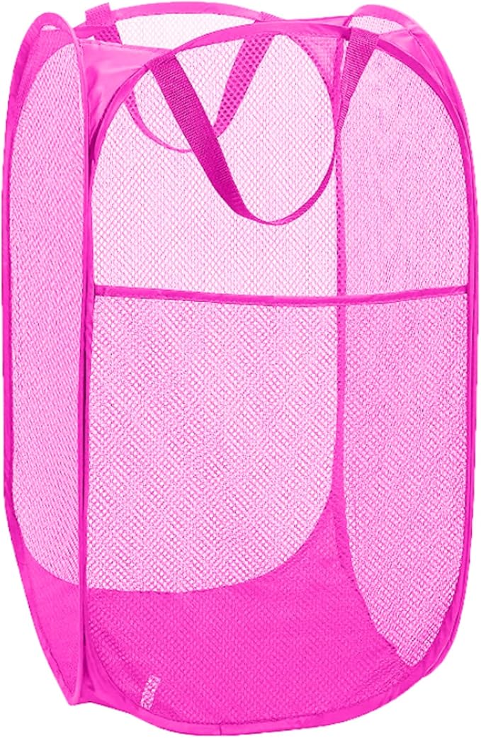 Pop Up Laundry Hamper, Portable Mesh Laundry Basket, Collapsible Clothes