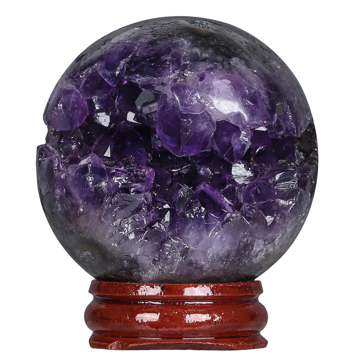 Rockcloud Natural Amethyst Druzy Geode Crystal Ball Healing Stone Sphere Ball for Home Decoration Meditation, 1.57-1.97 inches