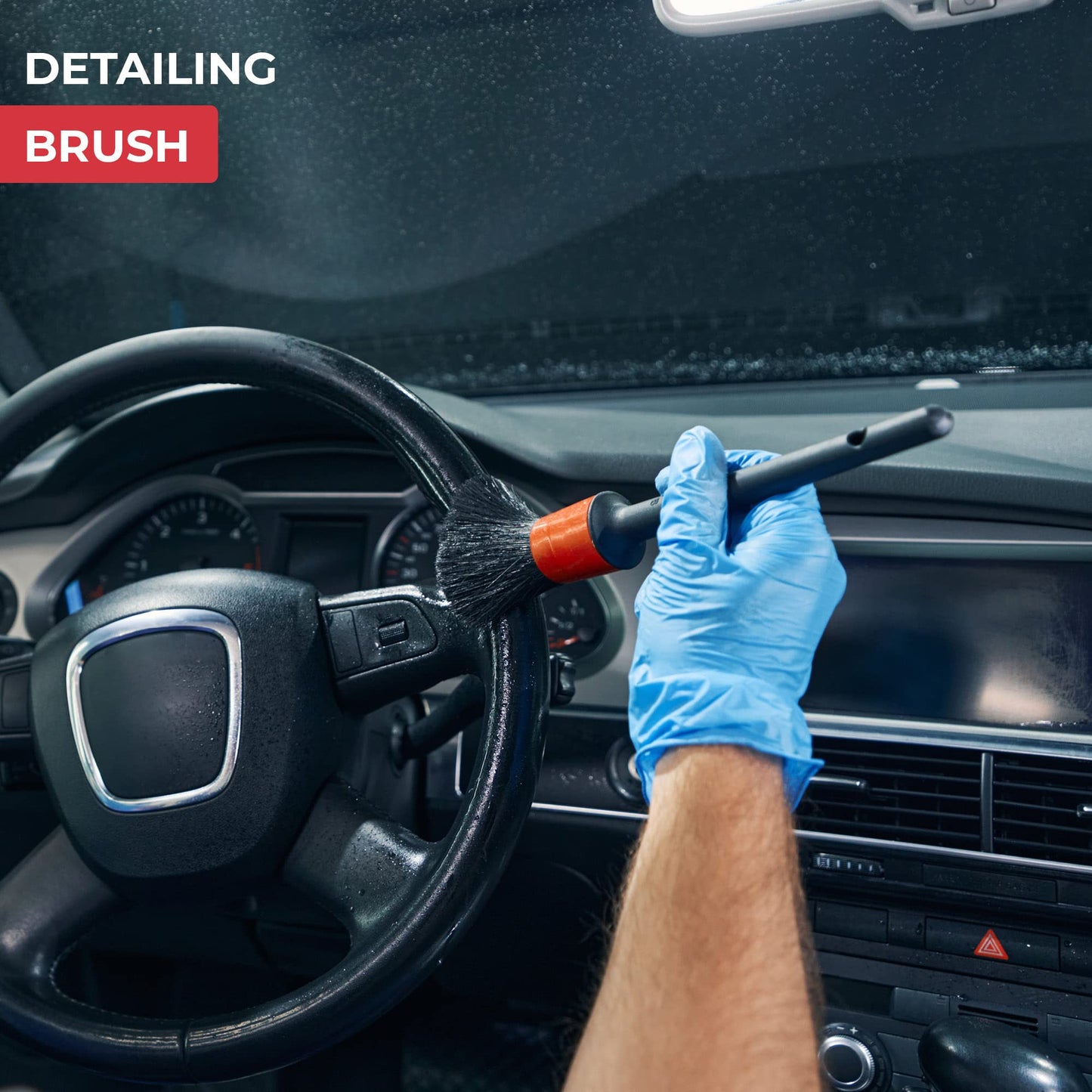GADLANE 9 Piece Car Cleaning Kit With Storage Bag Includes Upholstery Brush, Detailing Brush, Microfibre Pad, Microfibre Cloth, Wheel Brush, Drying Towel, Glass Cloth, Mitt, Microfibre Duster