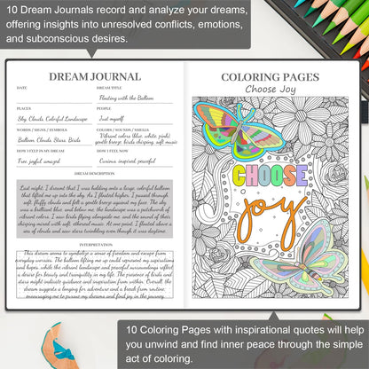SIMSIMY Mental Health Journal, 91-Day Self Care Journal for Women Men, Guided Anxiety & Stress Relief Journal with Mood Tracker, Cognitive Behavioral Therapy Journaling with Mental Health Coloring Pages & Dream Log