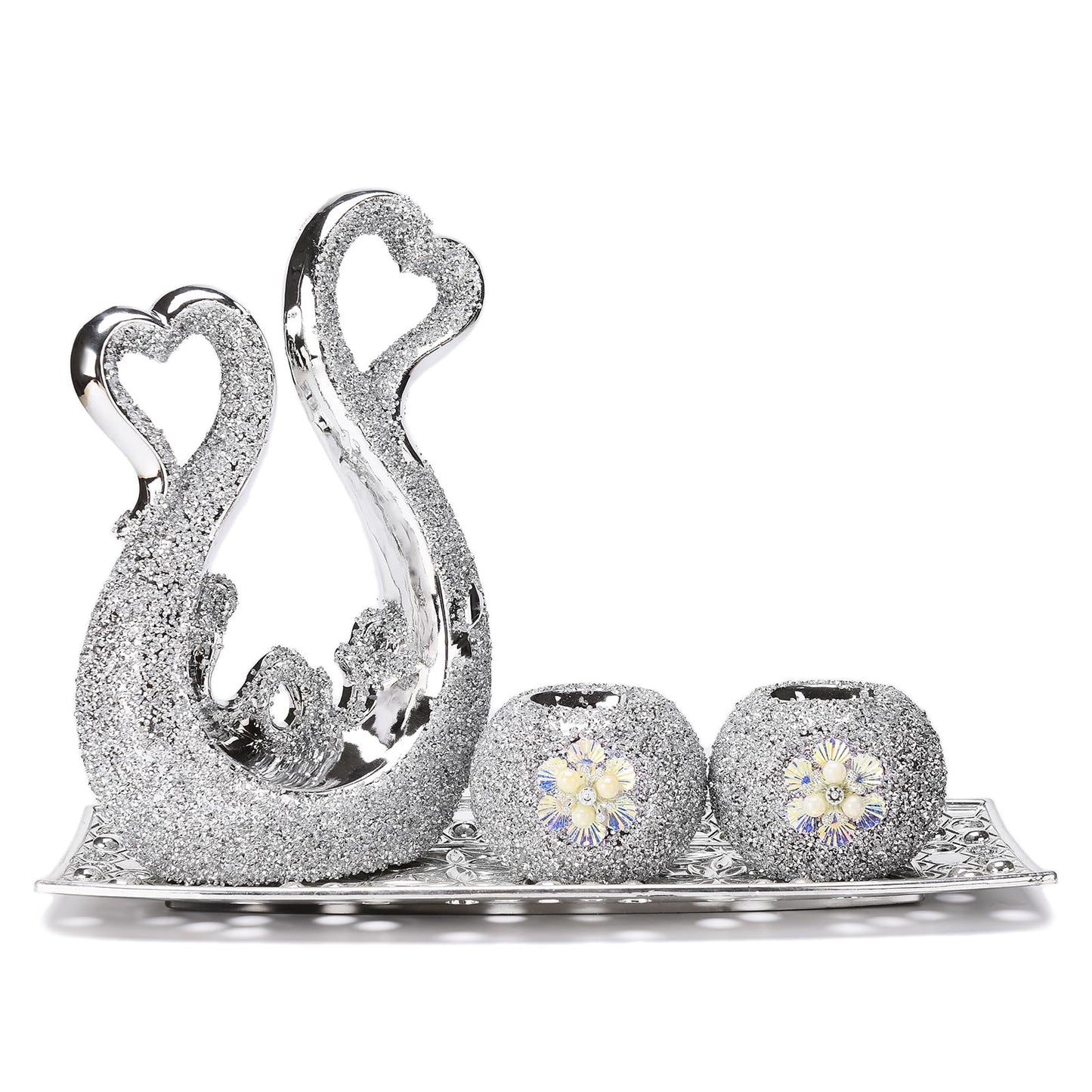 NYMYHE Glam Ceramic Apple Statue with Plate Creative Modern Ornament Collectible Living Room Bedroom Coffee Table Office Hotel Decoration TQGJNY46
