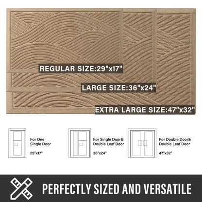 HIYARD Sturdy Front Door Mat, Absorbent Muddy Dirt Resist Welcome Door Mats Outdoor Indoor, Stain and Fade Resistant, Non-Slip Backing Entry Mat Low Profile Doormat for Entryway, 29×17, Beige