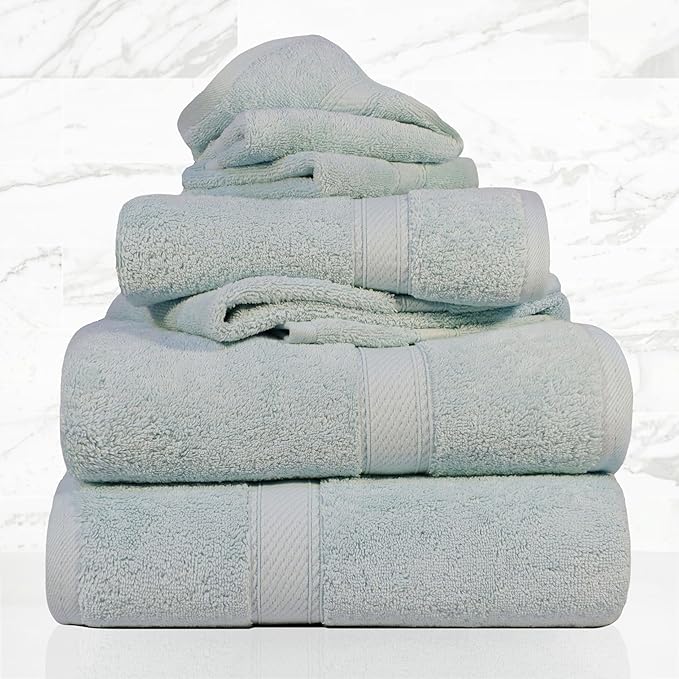 SUPERIOR Egyptian Cotton Pile 6 Piece Towel Set, Includes 2 Bath, 2 Hand