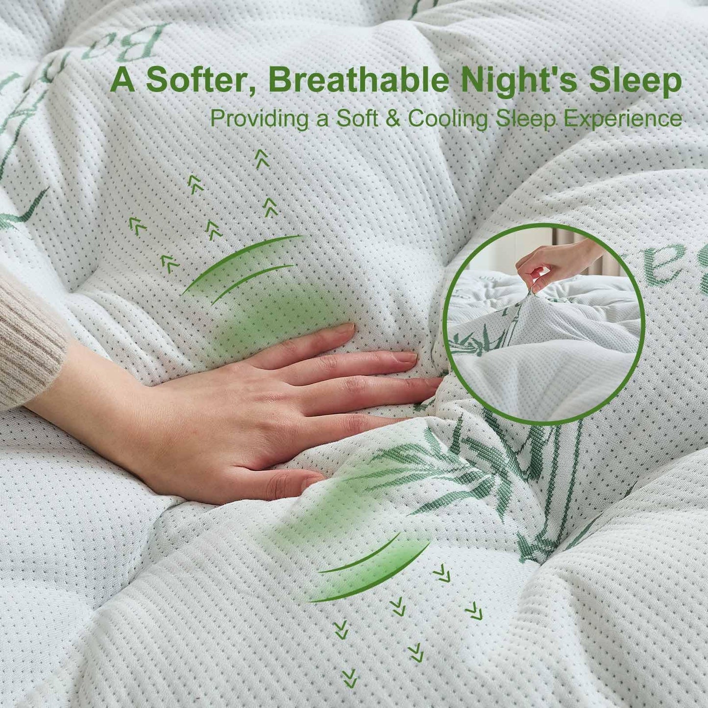 Whatsbedding Memory Foam Mattress Topper Twin Size, 5 Inches Slow Rebound Memory Foam Topper with Cooling Viscose Made from Bamboo Cover, Deep Pocket Designed Mattress Topper