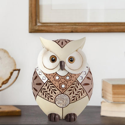 Owl Statue Home Decor Accents, Boho Decor for Living Room, Cute Owl Figurines Shelf Table Desk, Animal Statues and Sculptures Indoor Decorations for Women, Bird Lover Collection Wisdom Symbol