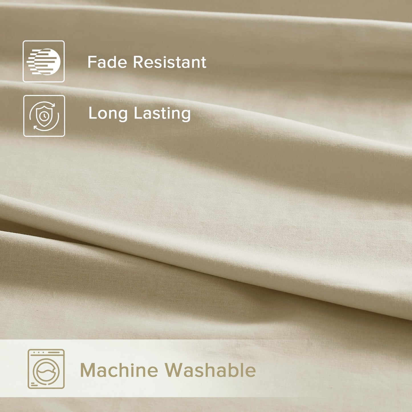 Comfort Spaces 100% Cotton Sheets Full, Breathable & Ultra Soft Cotton Sheets, Naturally Cool Cotton Bed Sheets with 14" Elastic Pocket Fits up to 16" Mattress, All Seasons Sheet Set, Cream 4 Piece
