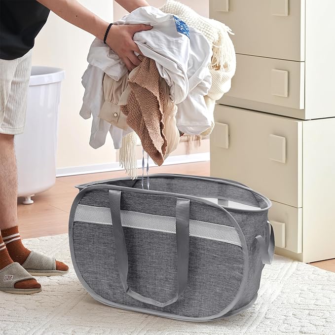 Collapsible Laundry Baskets, Foldable Tear Proof Pop Up Hamper
