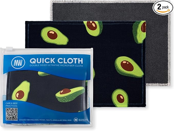 Quick Cloth Microfiber Glasses Cleaning Cloths – 5x7, 2 Pack