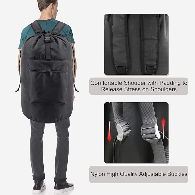 BeeGreen Laundry Bag Backpack w Adjustable Shoulder Straps College Dorm