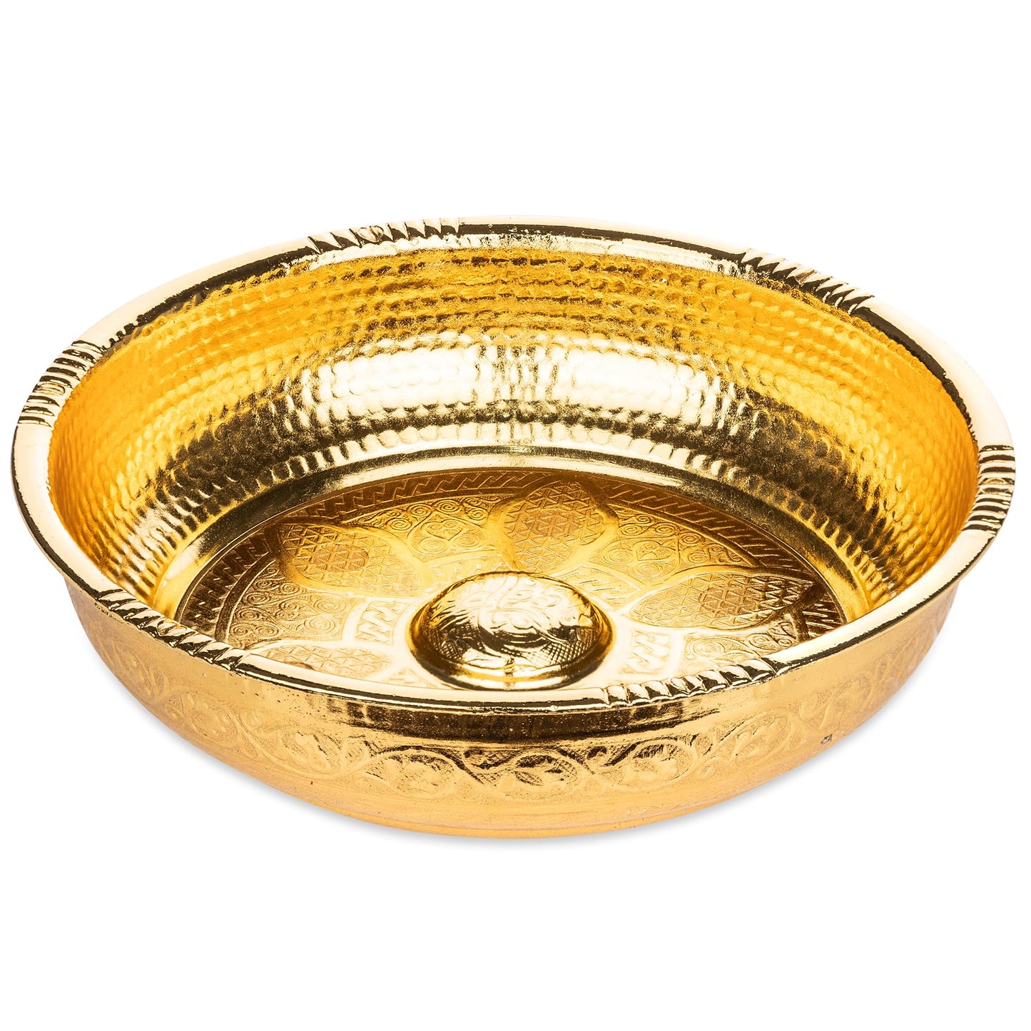 Alisveristime Traditional Turkish Bath Hammam Bowl with Authentic Motifs (440gr (15.50 oz) Made of Zinc (7.87-Inch Diameter) (Gold)