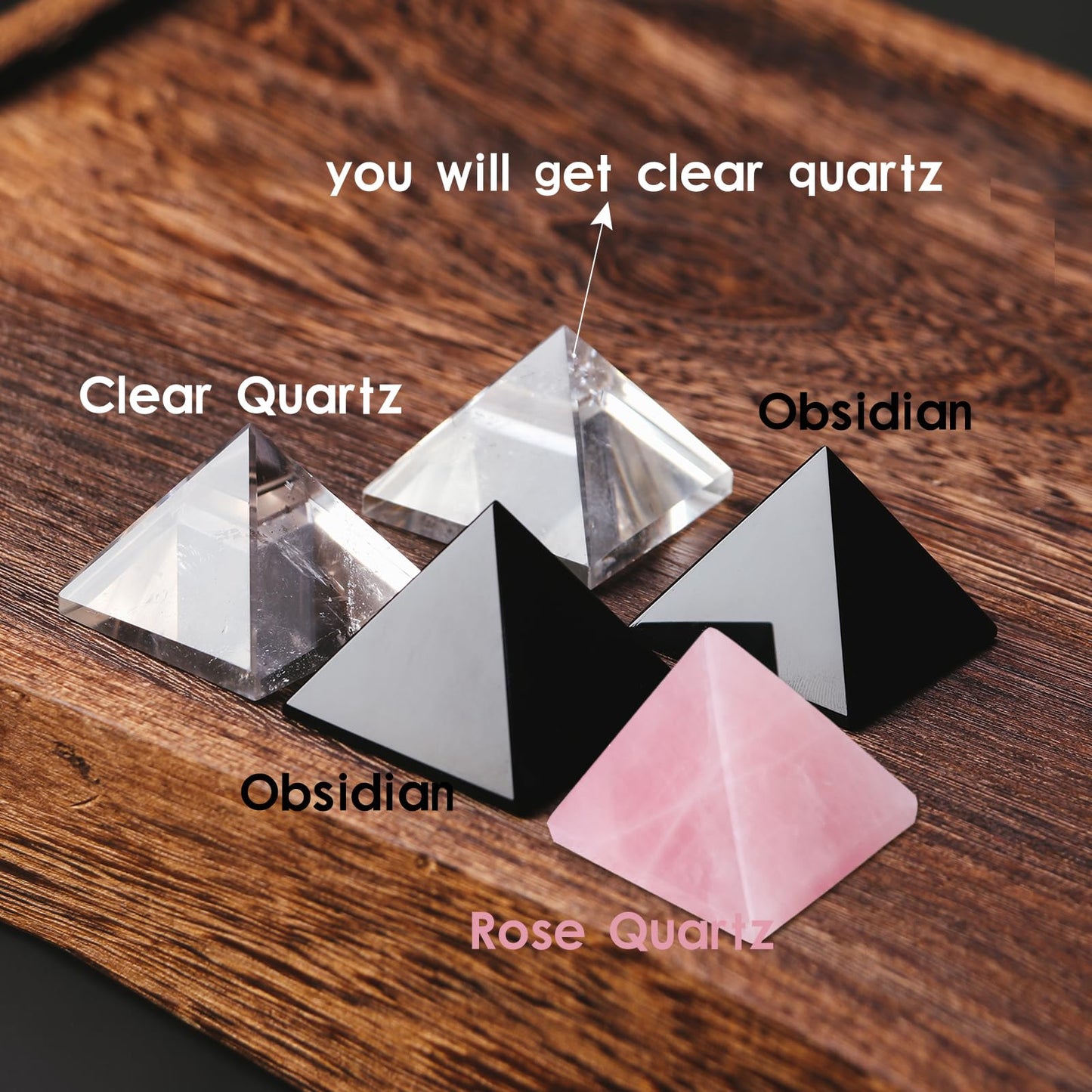 Runyangshi Natural Clear Quartz Crystal Pyramid Energy Generator | 1.6x1.6in (4x4cm) Healing Crystal Pyramid for Protection & Positive Energy | Natural Quartz for Chakra Reiki Home Decor
