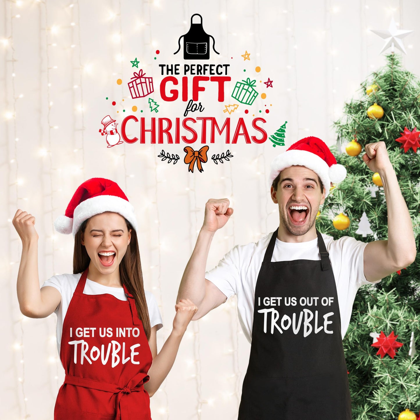 Witty Enterprise Funny Couple Aprons - Gift Ideas For Her Him - His and Her Aprons - Matching Kitchen Aprons - Couples Gifts - Birthday, Wedding, Engagement & Bridal Shower for Women and Men
