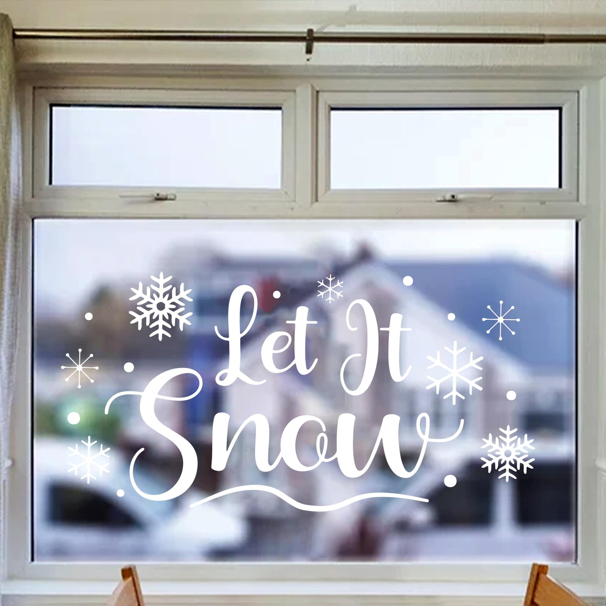 Let It Snow Snowflake Decals - Winter Snowflake Wall Stickers,Mural Stickers for Winter Xmas Home Refrigerator Wall Window Decor, Room Mural Stickers Wall Decals for Party Home Kitchen Decorations