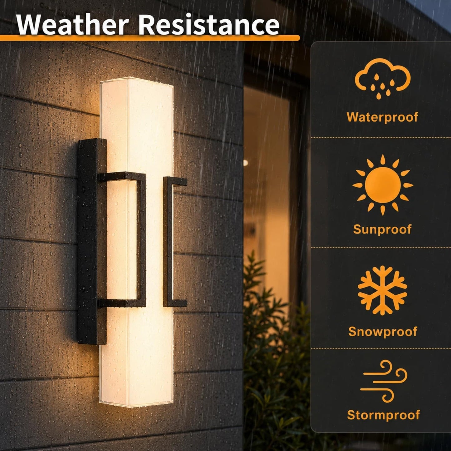 Hyunbae LED Wall Sconce Lights, 16" Modern Outdoor Light Fixture Wall Mount, Waterproof Porch Lamp for Outside, 3000K LED Exterior Lighting with White Glass for House Patio Front Porch Garage Entryway