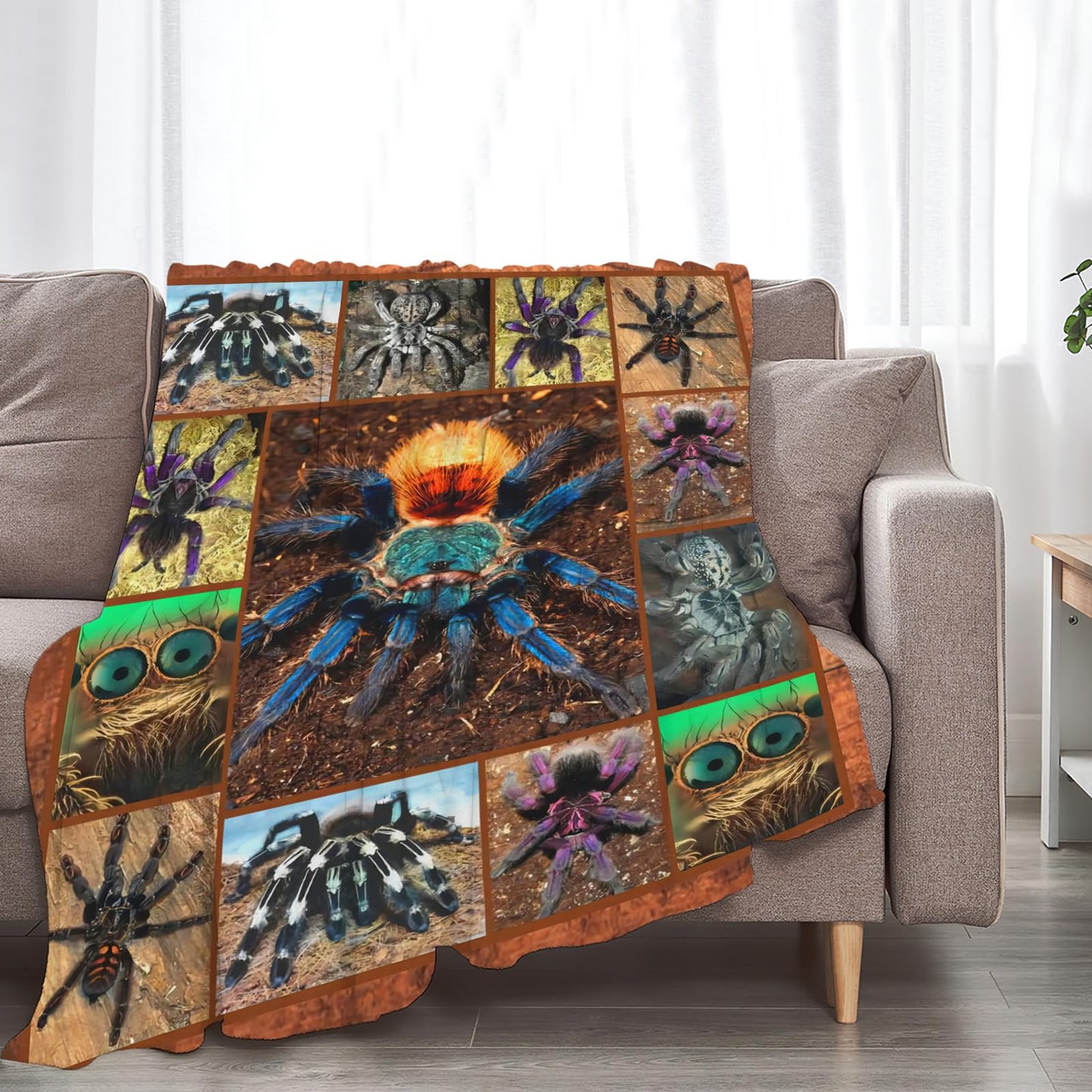 Tijuboni Tarantula Spider Throw Blanket Spider Gifts for Boys Men Girls Women Kids Adults Soft Flannel Fleece Blanket for Couch Sofa Bed Home Decor 40"x50"