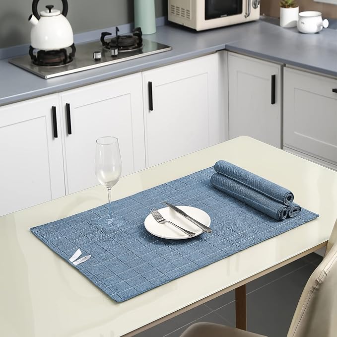 Microfiber Kitchen Towels and Dishcloths Set, 26 X 18 Inch and 12 X 12 Inch