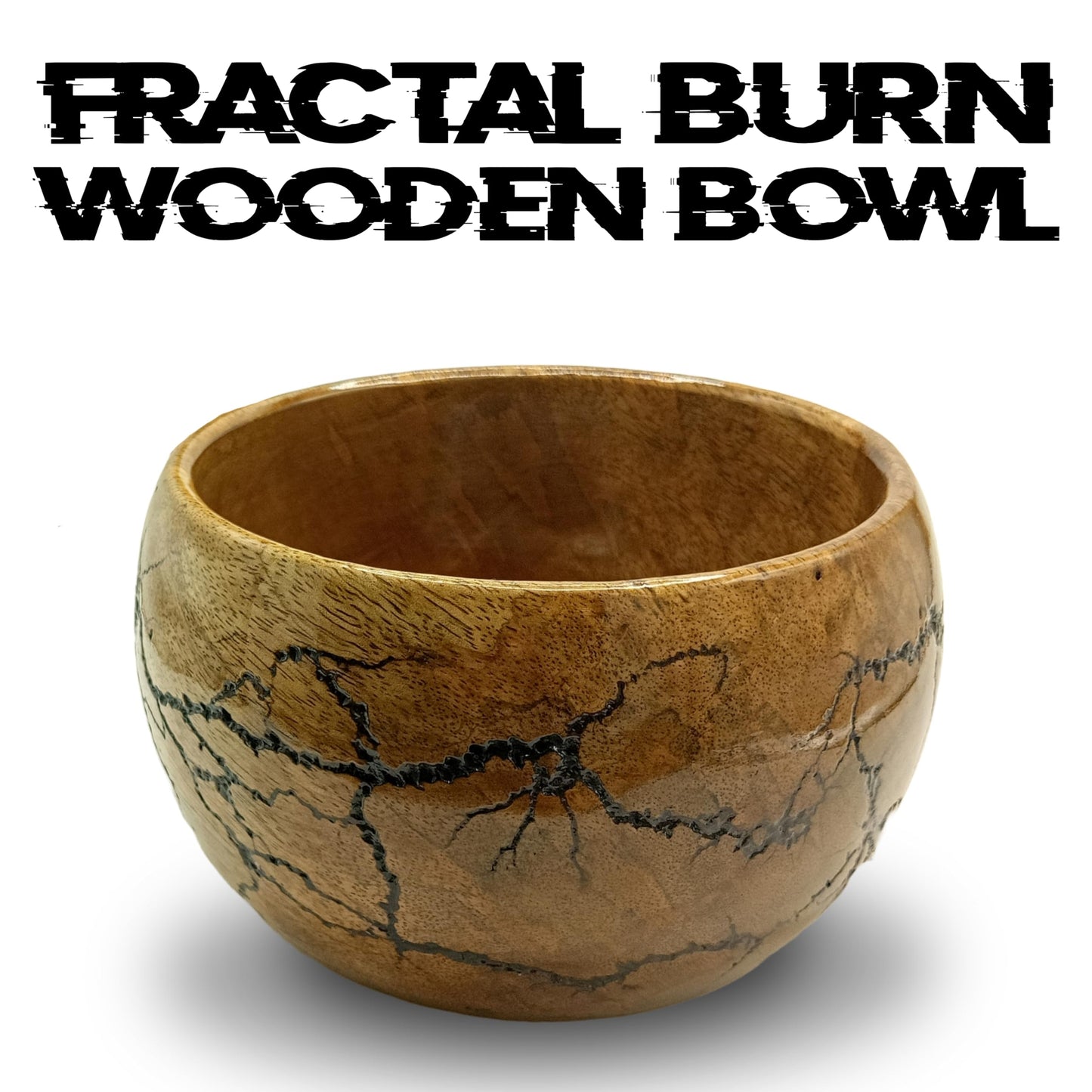AYZCORP Fractal Burn Wood Bowl - Decorative Mango Wood Bowl for Kitchen, Dining, Entryway, Desk, and Holding Keys, Cuff Links, Coins