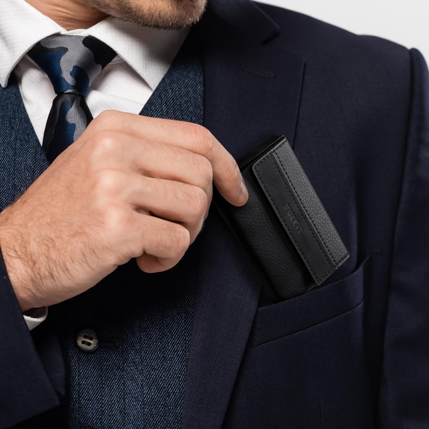 VULKIT Business Card Holders Large Capacity for 30-40 Business Cards with RFID Blocking Magnetic Closure