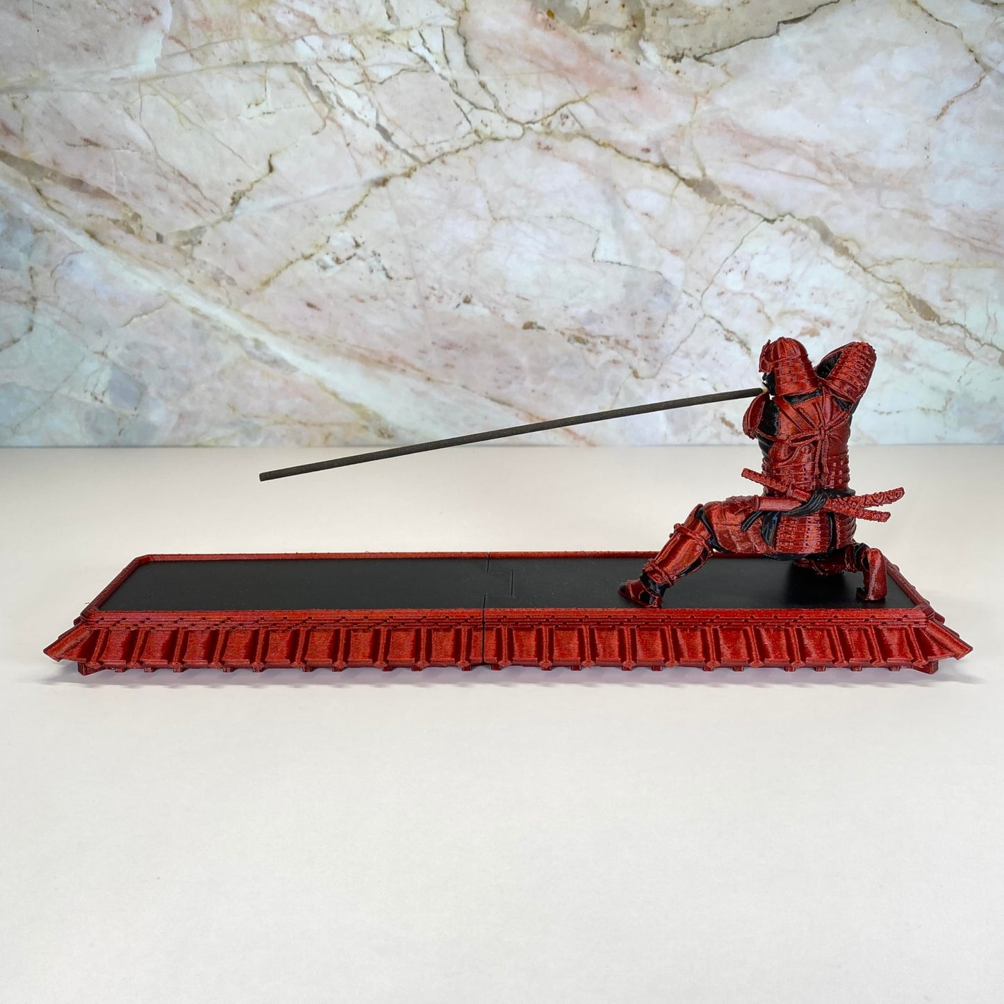 Incense Holder with Storage Box Japanese Samurai Warrior Incense Burner Ash Catcher Asian Spiritual Zen Meditation Gift Traditional Art