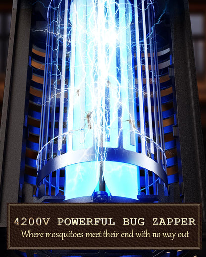 Minimoon Bug Zapper Outdoor with Dual LED Lights, 15W Mosquito Zapper 4200V Electric Fly Trap, Western Theme, IPX4 Waterproof, 5.9 Ft Cord, Fly Zapper for Backyard, Patio, Indoor