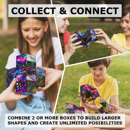 SHASHIBO Shape Shifting Box - Award-Winning Age 8+, Patented Fidget Cube w/ 36 Rare Earth Magnets - Transforms Into Over 70 Shapes, Download Fun in Motion Toys Mobile App (Artist Series-The Chameleon)