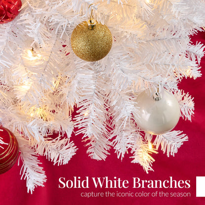 Best Choice Products White Christmas Tree 4.5ft Pre-Lit Artificial Pine Tree Premium Holiday Decoration w/Warm White Lights, Stand, Easy Assembly