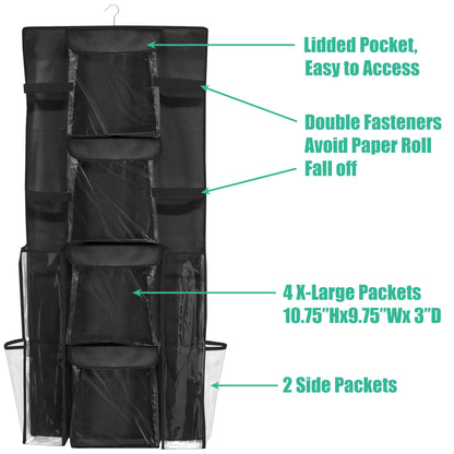 Simple Houseware Double-Sided Hanging Gift Wrap Organizer Storage Pockets, Black (Set of 1)