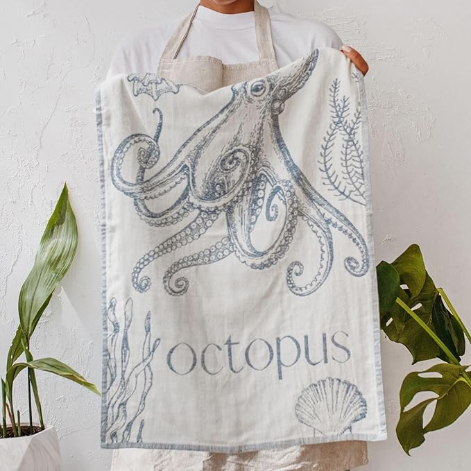 Nautical Kitchen Towels with Ocean-Themed Designs – 100% Turkish Cotton