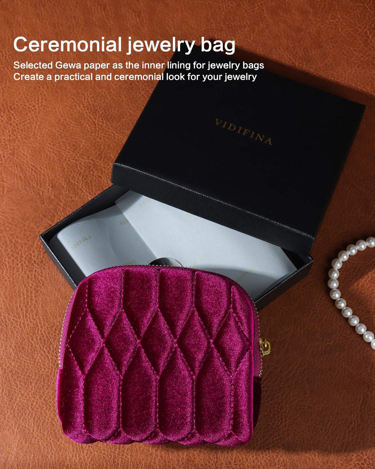 Vidifina Small Travel Jewelry Case, Mini Travel Jewelry Bag with Zipper, 5-Layer Velvet Organizer Pouch for Bracelet Rings Earrings - Diamond Stitched Velvet Rose Purple