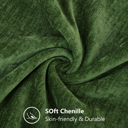 decorUhome Chenille Moss Green Christmas Throw Pillow Covers 18x18 Inch Set of 2, Decorative Soft Couch Pillow Covers Solid Dyed Accent Farmhouse Neutral Square Pillow Cases for Sofa