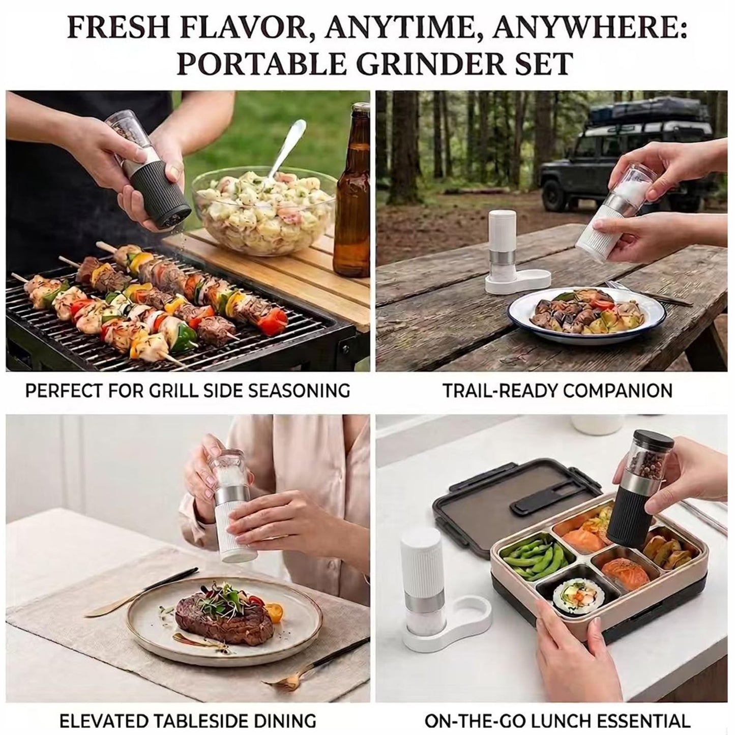 4-Piece Mini Salt and Pepper Grinder Set