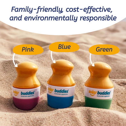 Bag Bundle Set For Solar Buddies Refillable Roll On Sunscreen Suncream Applicator Bag Bundle With Applicator Carabina Clip For Families, Kids, Adults, Travel Set (Green) (Pink Bag Set)