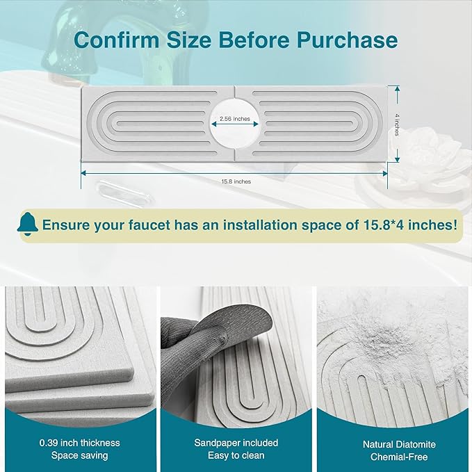 Faucet Mat for Kitchen Sink, Stone Drying Mat for Kitchen Counter, Stone Mat