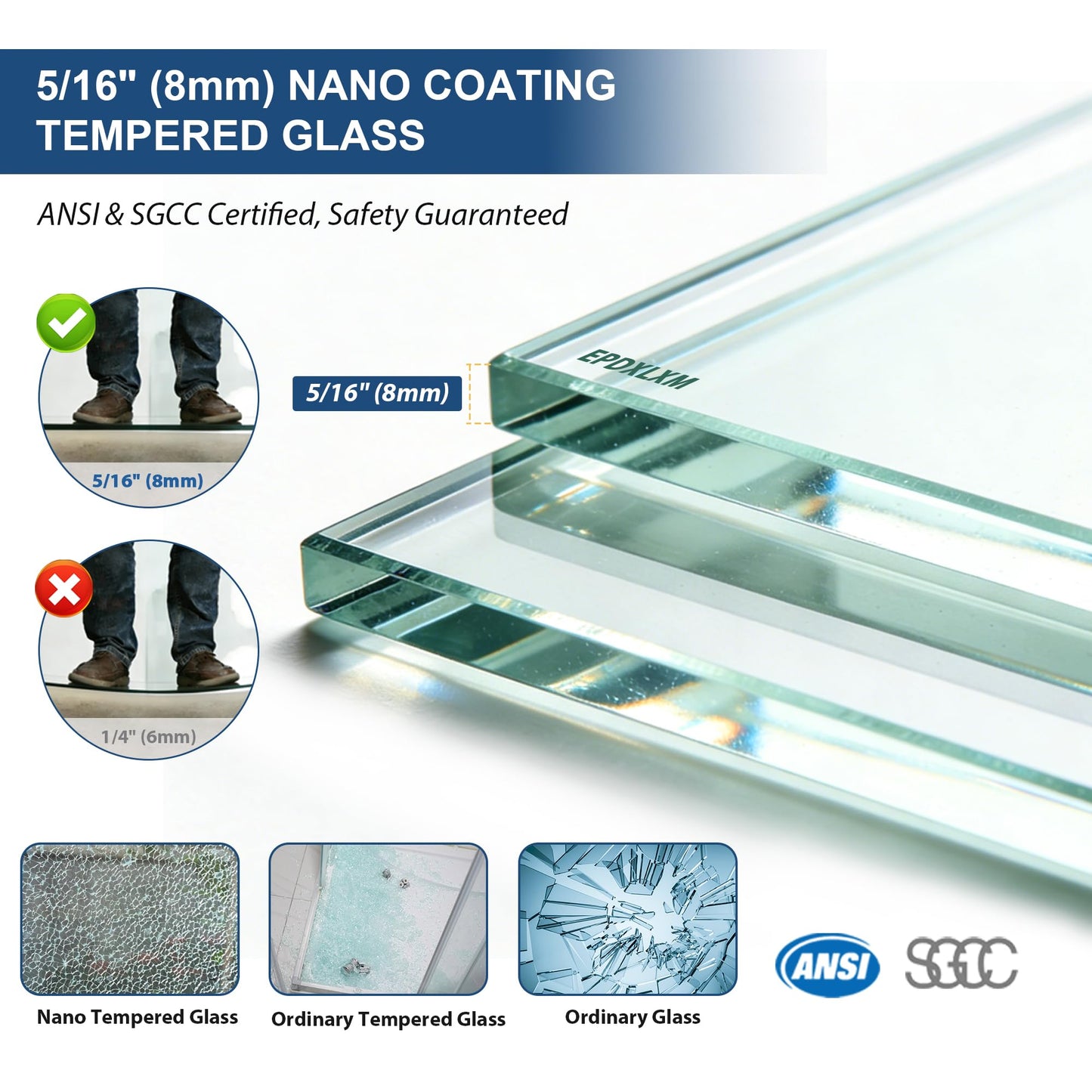 Frameless Shower Door with Soft-Close & Anti-Leak,5/16" (8mm) Double Sliding Shower Door,Nano Coating Anti-Explosion Film SGCC Tempered Glass 49"- 54" W x 76" H,Brushed Nickel