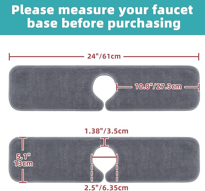 PoYang 2 Pack Faucet Mat for Kitchen Sink Splash Guard Long: Super Absorbent