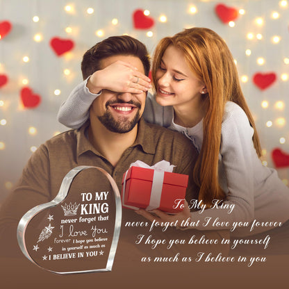 Valentines Day Gifts for Him Boyfriend Husband, Mens Valentines Day Gifts, Anniversary I Love You Gifts for Him, Men's Heart Shaped Acrylic Block -Fathers Day Birthday Gifts for Husband