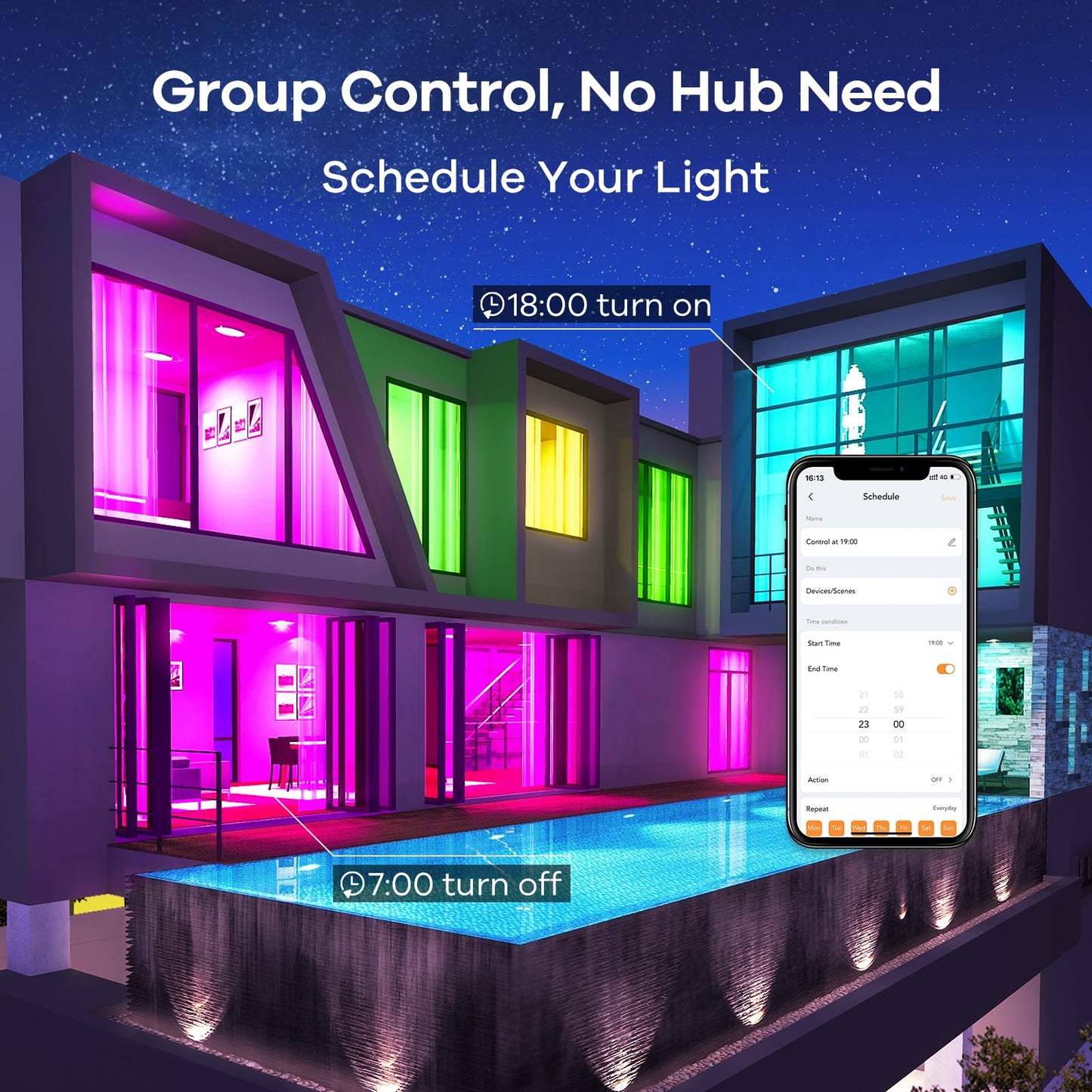 Linkind Smart Light Bulbs, Smart Bulb That Work with Alexa & Google Home, LED Light Bulbs Color Changing, 104 Preset Scene, Music Sync, A19 E26 2.4GHz RGBTW WiFi Bluetooth Light Bulb 60W, 800LM, 4Pack