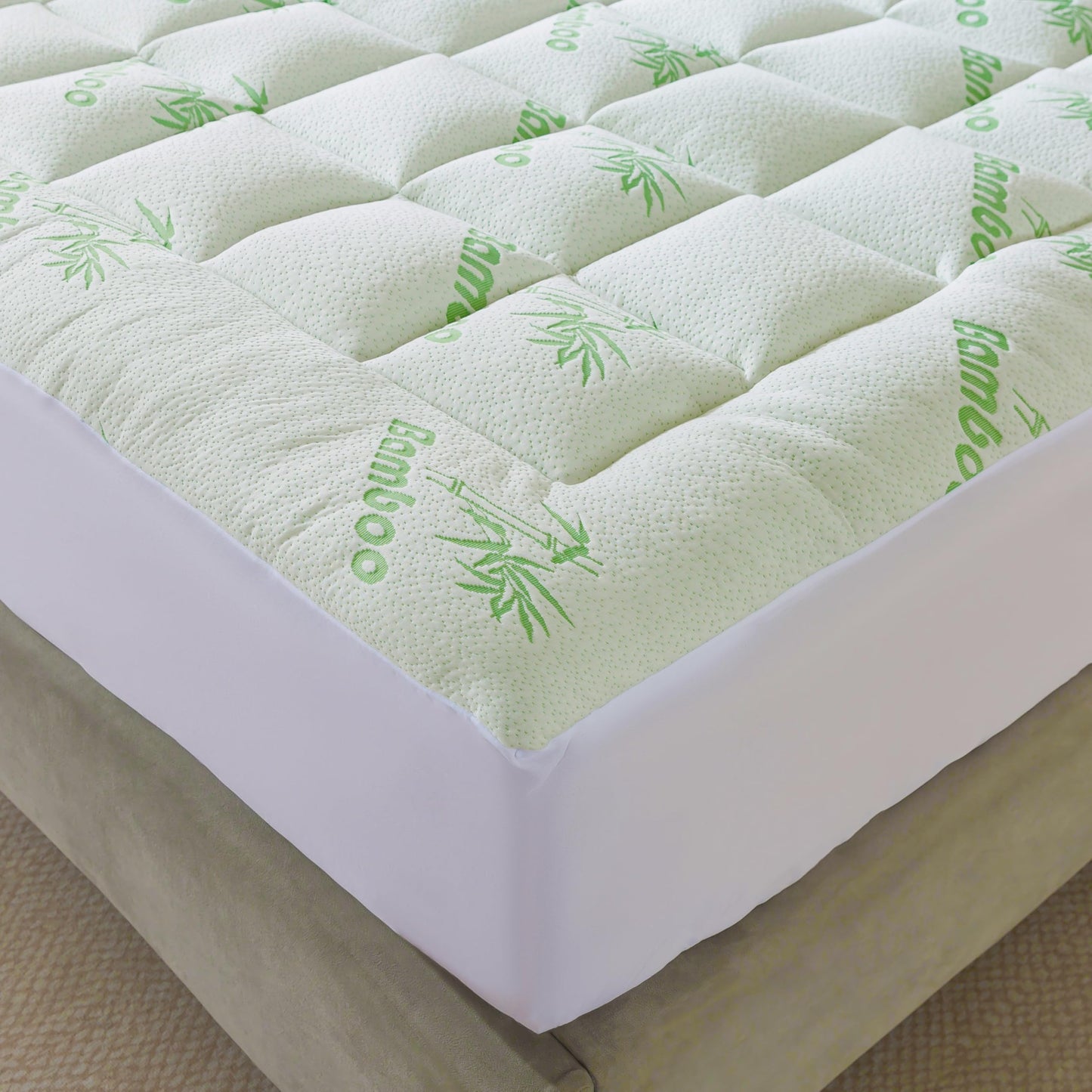 ANALIN® Bamboo_Viscose Mattress Topper Queen Size, Thick Pillow Top Mattress Pad with Stretchable Pockets for 6-18 inches Mattress, Soft Breathable Mattress Topper for Back Pain Relief