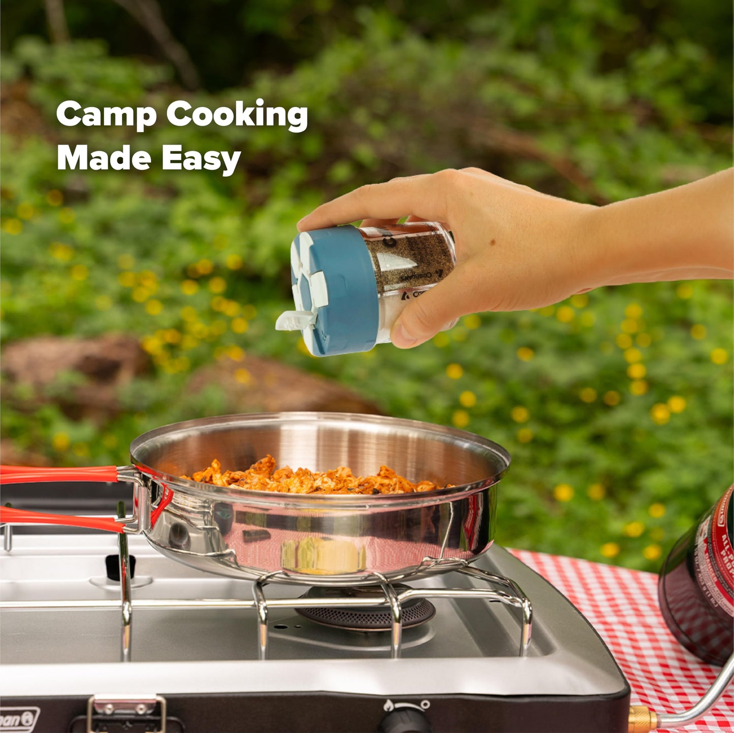 Coghlan’s Camp Spice – 6-in-1 Spice Shaker with Cayenne, Oregano, Garlic Salt, Paprika, Salt & Black Pepper – Compact Seasoning for Camping, BBQs, Travel, Home Kitchens – Made in USA