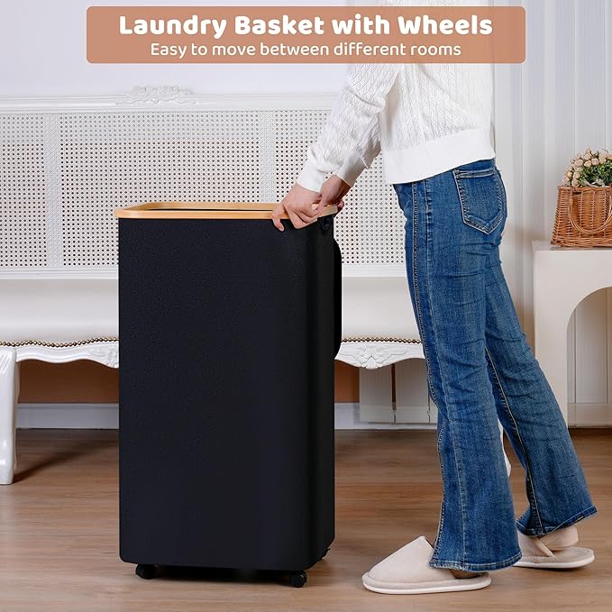 Laundry Basket with Wheels, 100L Hampers