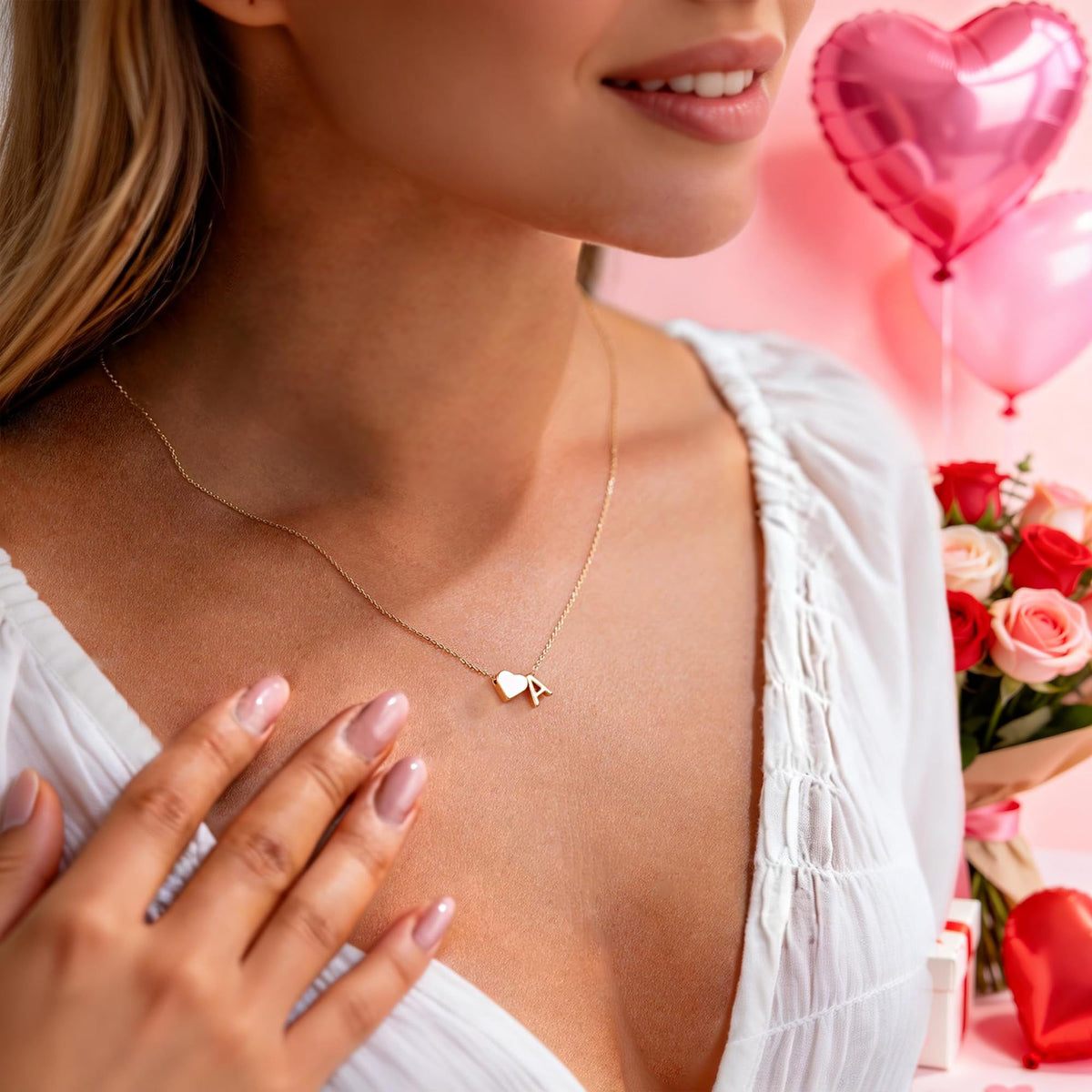 Turandoss Mothers Day Gifts - Heart Initial A Necklaces for Women Trendy, Dainty 18K Gold Plated Heart Letter Necklaces Personalized Name Jewelry Mothers Day Gifts for Mom Girlfriend Wife Daughter