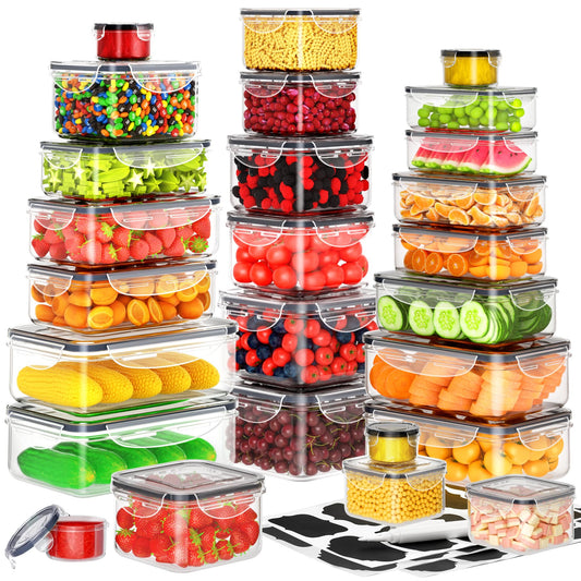 40 PCS Food Storage Containers with Lids Airtight (20 Containers & 20 Lids), Plastic Storage Meal Prep Container-Stackable 100% Leakproof & Microwave Organization and Storage Sets, Lunch Containers