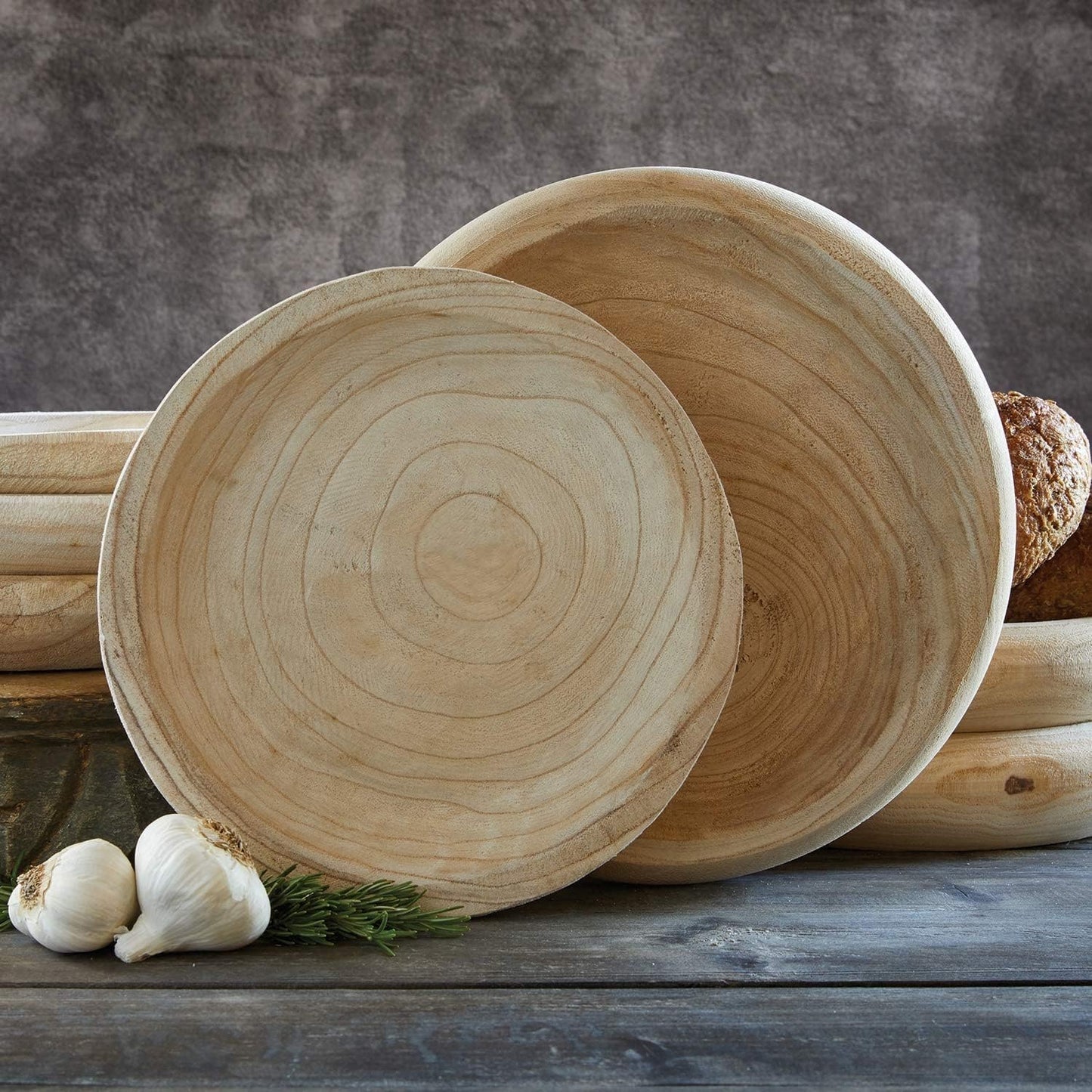 BOLTCORRSE Wooden Decorative Bowl – Hand Carved Natural Wood Fruit Bowl, Rustic Farmhouse Dough Bowl Decor, Wooden Serving Bowl for Coffee Table, Entryway Key Bowl or Kitchen Centerpiece