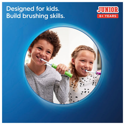 Oral-B Kids Electric Toothbrush, Christmas Gifts for Kids, 1 Toothbrush Head, with Kid-Friendly Sensitive Mode, for Junior Kids Ages 6+, 2 Pin UK Plug, Purple