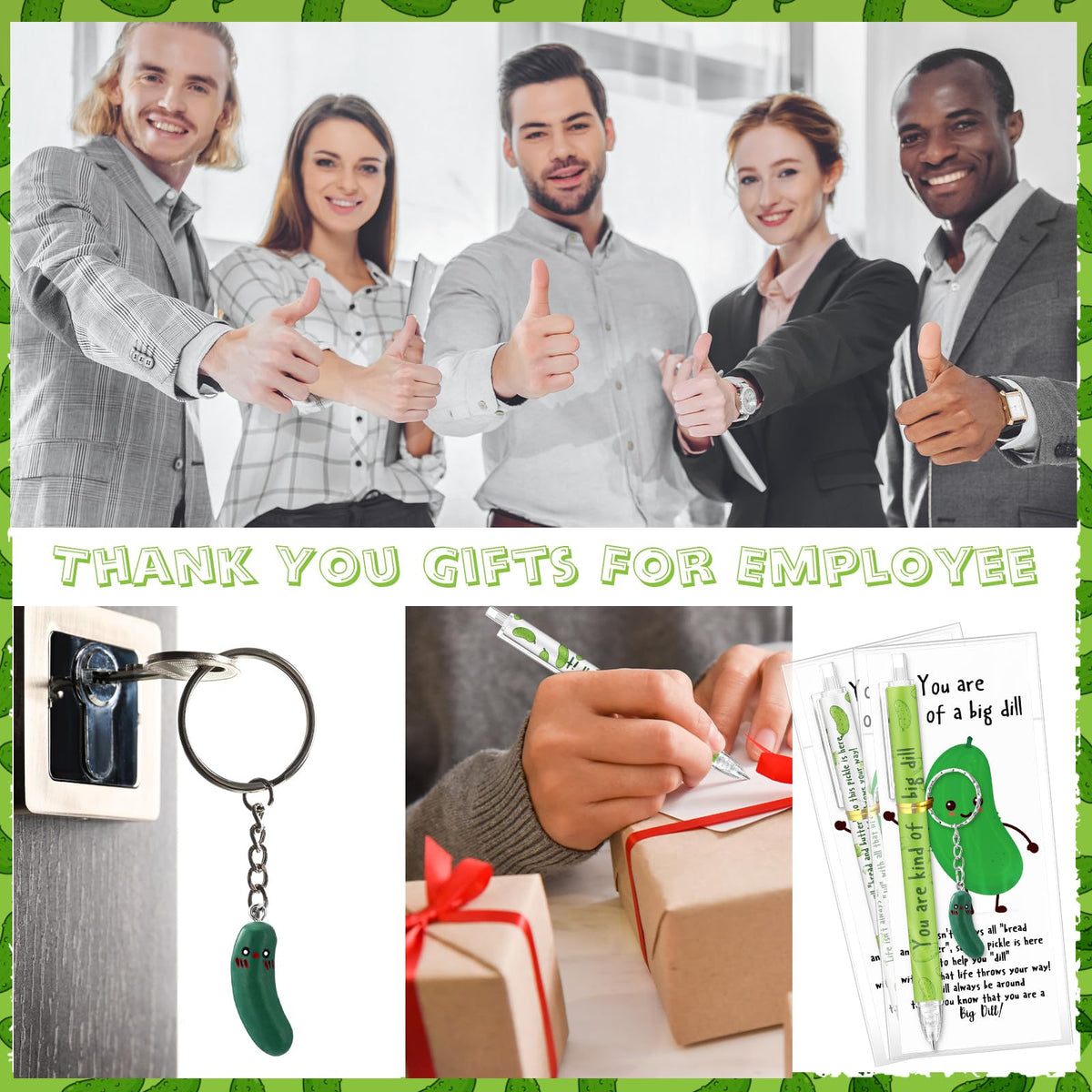 Sayglossy 12 Set Graduation Gift Bulk Appreciation Inspirational Pickle Ballpoint Pen Funny Cucumber Keychain Bookmark Emotional Support Favors for Graduation Student Teacher Volunteer Nurse Team